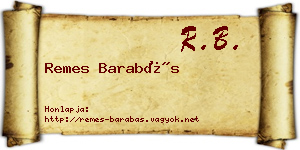 Remes Barabás névjegykártya